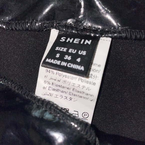 SHEIN PU Leather Shorts with Fishnet Cut Out and Belt - Picture 3 of 5